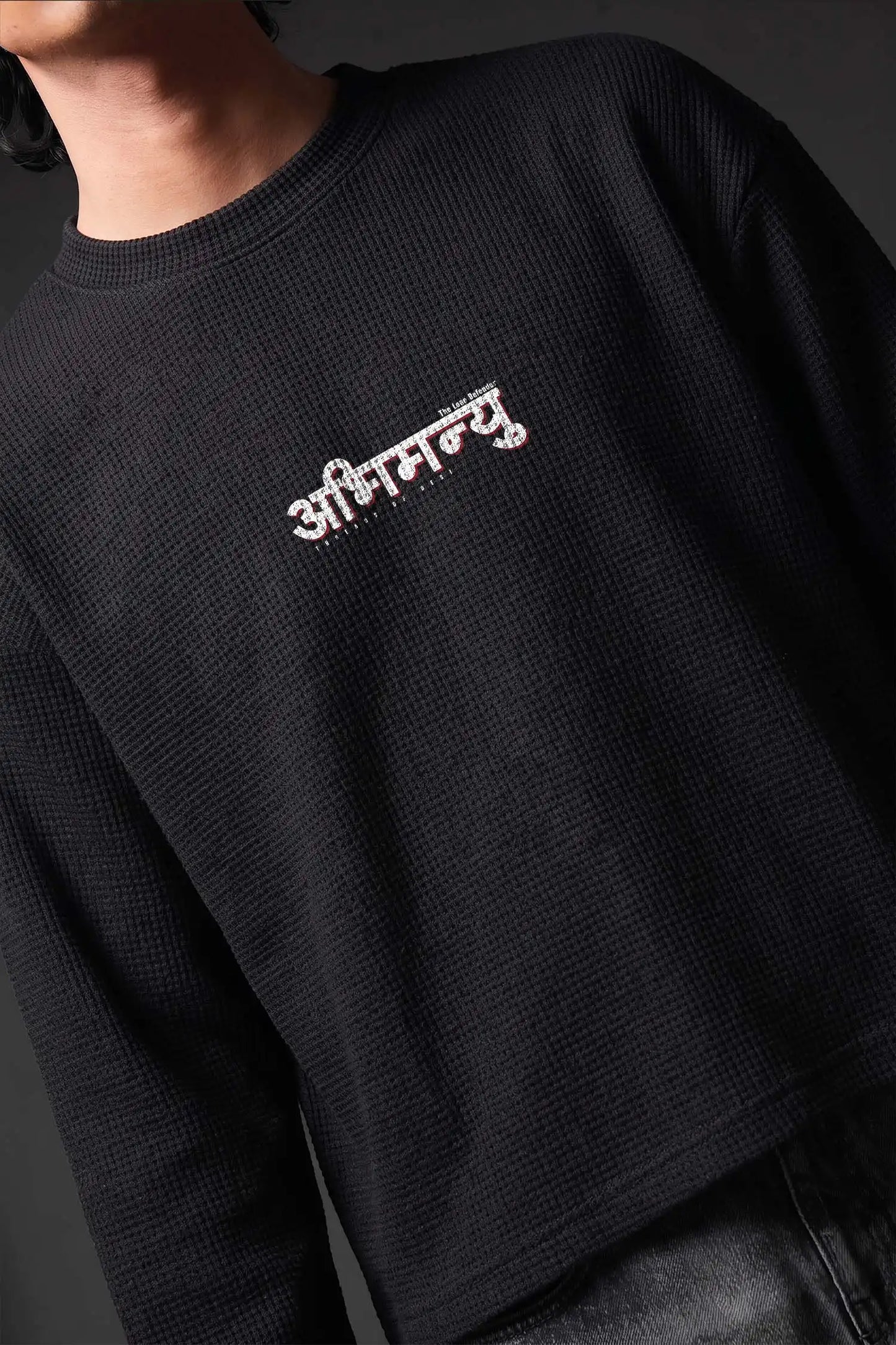 Abhimanyu–The Chakravyuh Warrior Oversized Waffle Knit Threads Of Desi