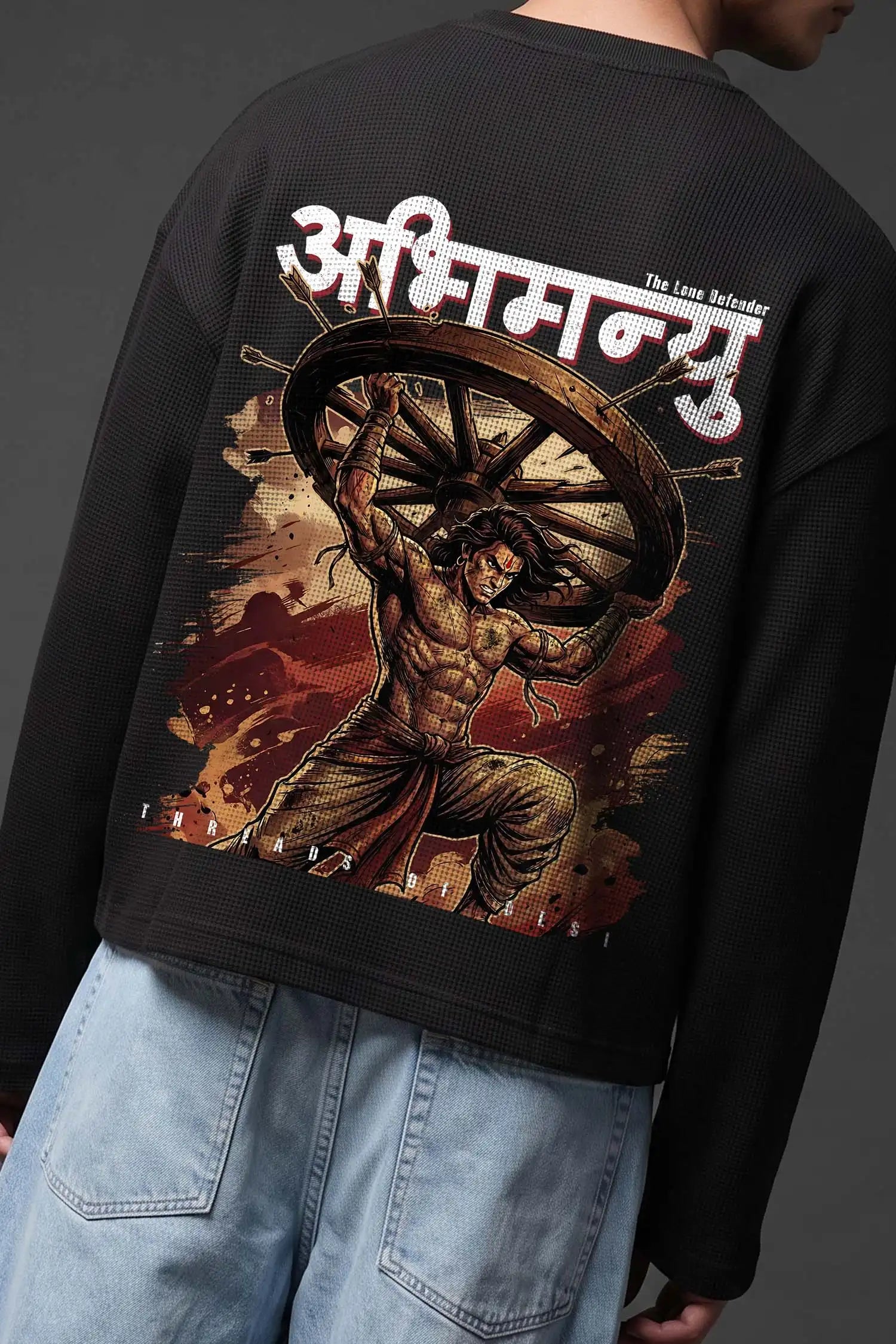 Abhimanyu–The Chakravyuh Warrior Oversized Waffle Knit Threads Of Desi