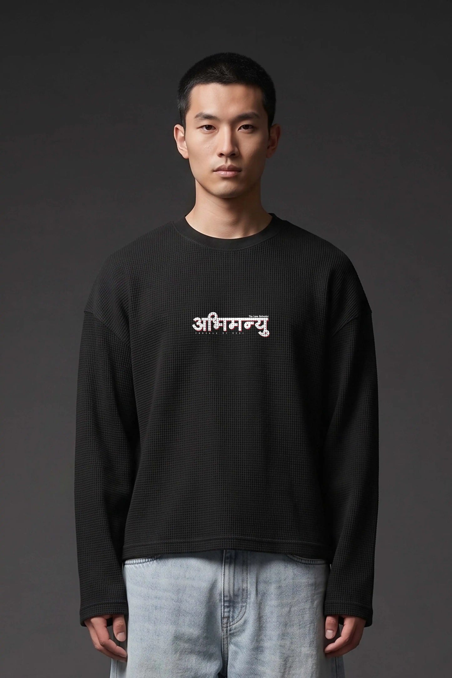 Abhimanyu–The Chakravyuh Warrior Oversized Waffle Knit Threads Of Desi