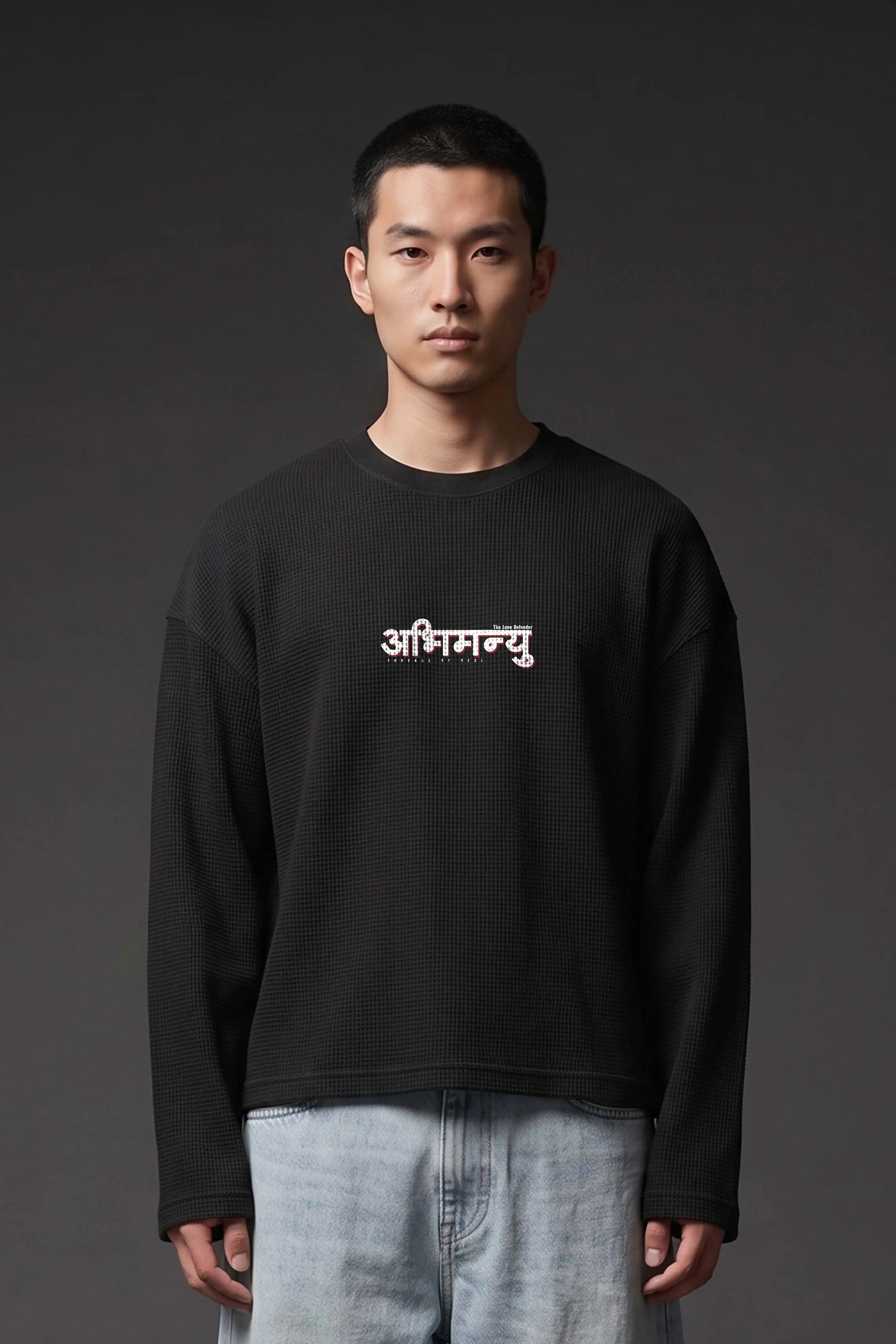 Abhimanyu–The Chakravyuh Warrior Oversized Waffle Knit Threads Of Desi