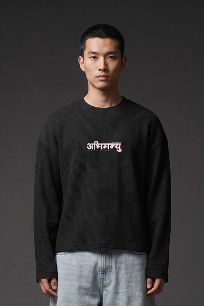 Abhimanyu–The Chakravyuh Warrior Oversized Waffle Knit Threads Of Desi