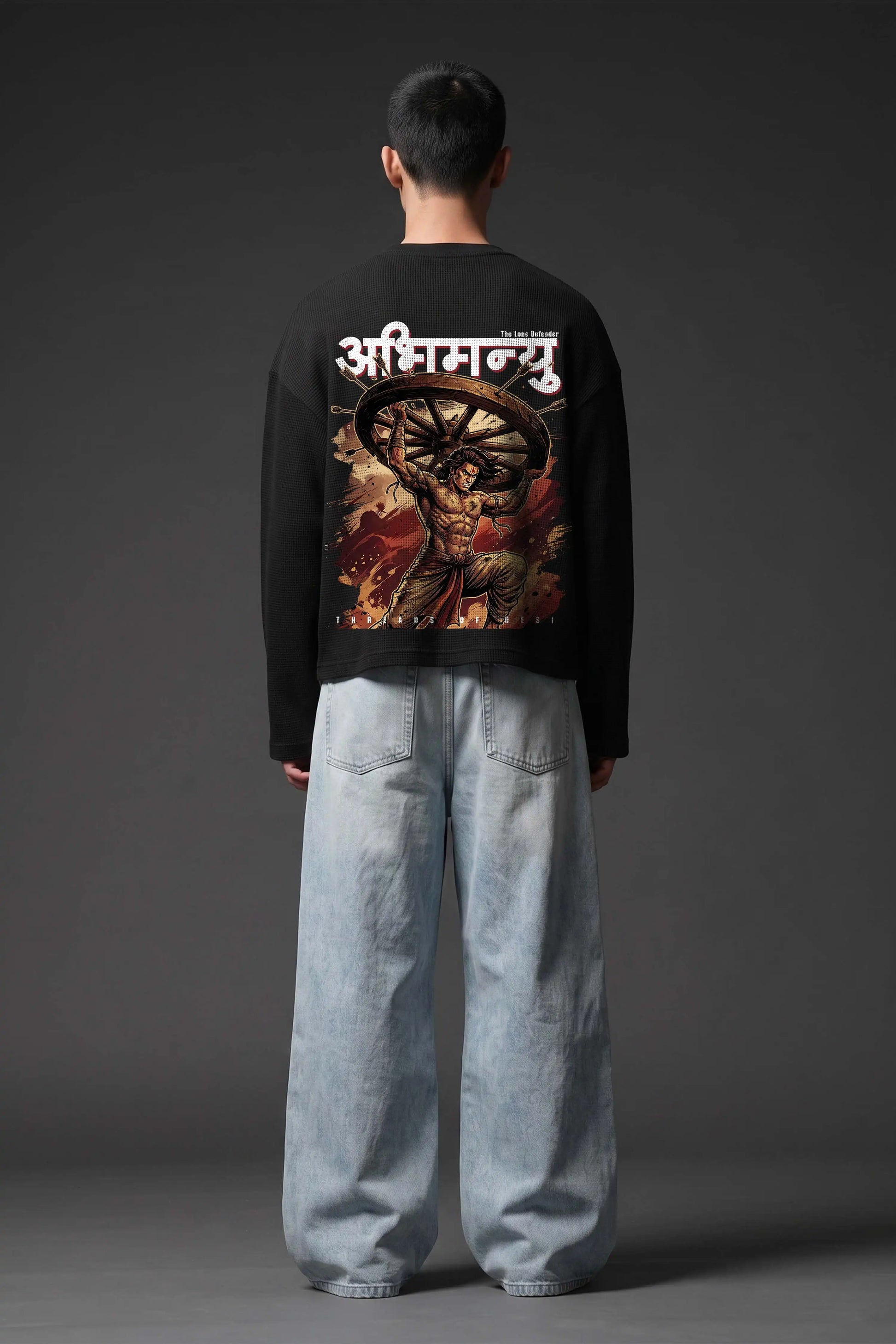 Abhimanyu–The Chakravyuh Warrior Oversized Waffle Knit Threads Of Desi