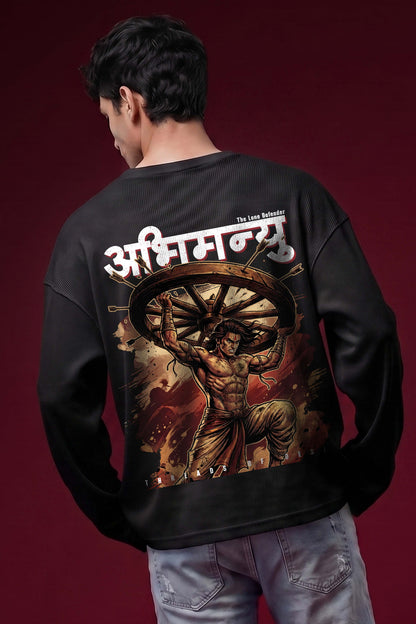 Abhimanyu–The Chakravyuh Warrior Oversized Waffle Knit Threads Of Desi