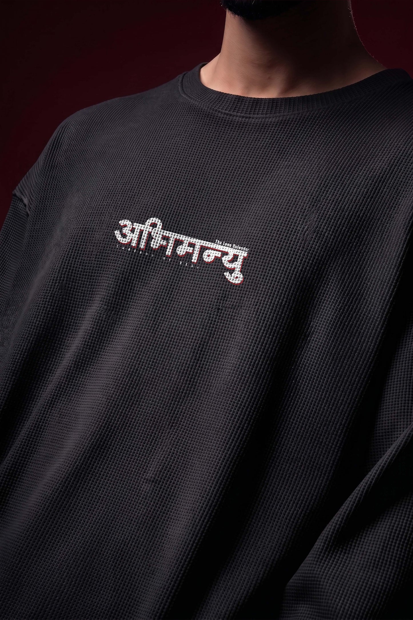 Abhimanyu–The Chakravyuh Warrior Oversized Waffle Knit Threads Of Desi