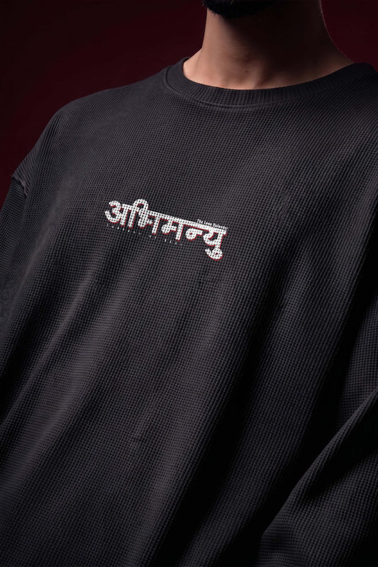 Abhimanyu–The Chakravyuh Warrior Oversized Waffle Knit Threads Of Desi