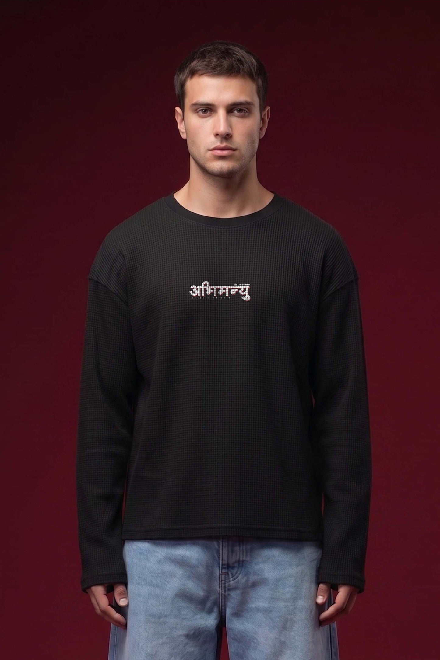 Abhimanyu–The Chakravyuh Warrior Oversized Waffle Knit Threads Of Desi