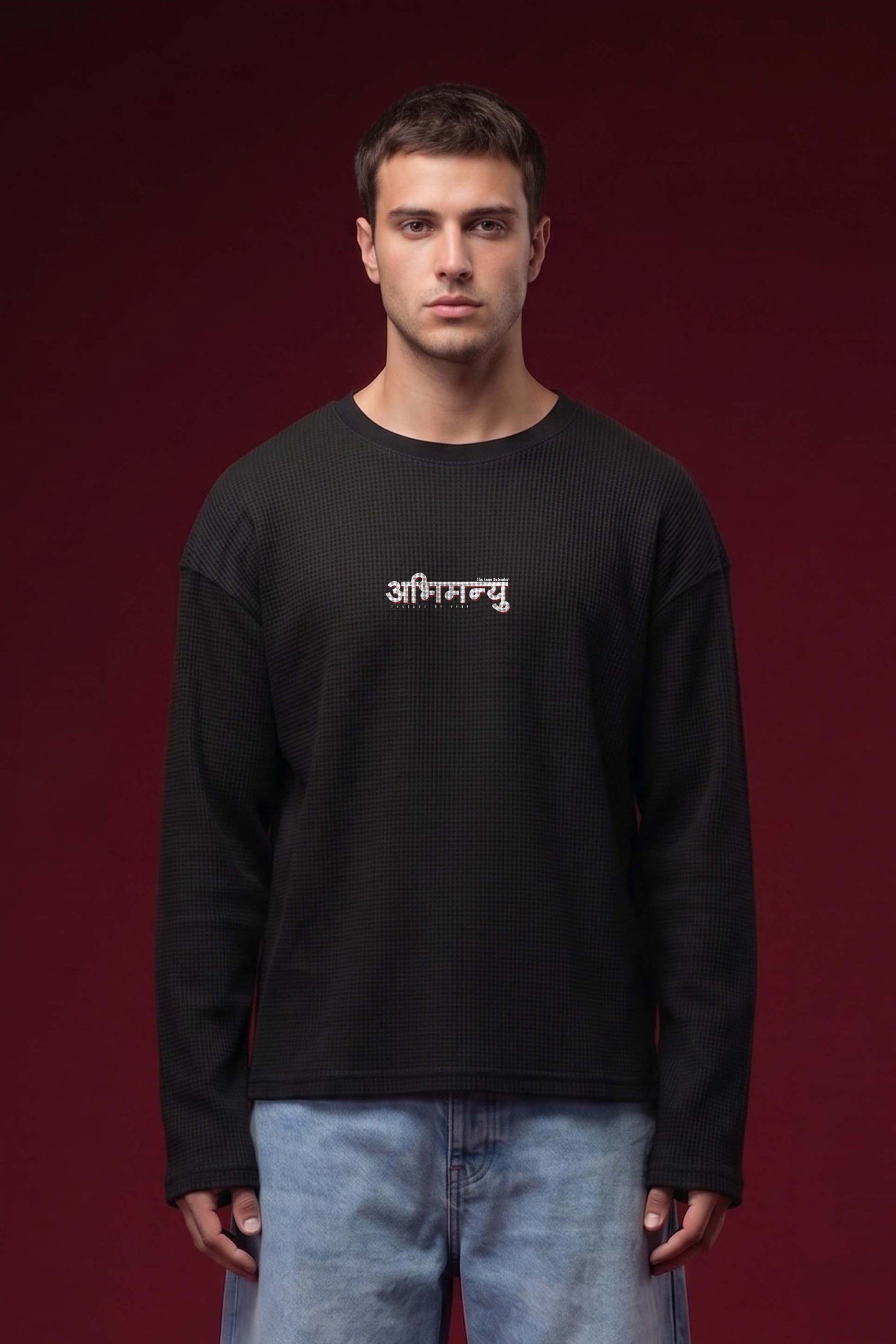 Abhimanyu–The Chakravyuh Warrior Oversized Waffle Knit Threads Of Desi